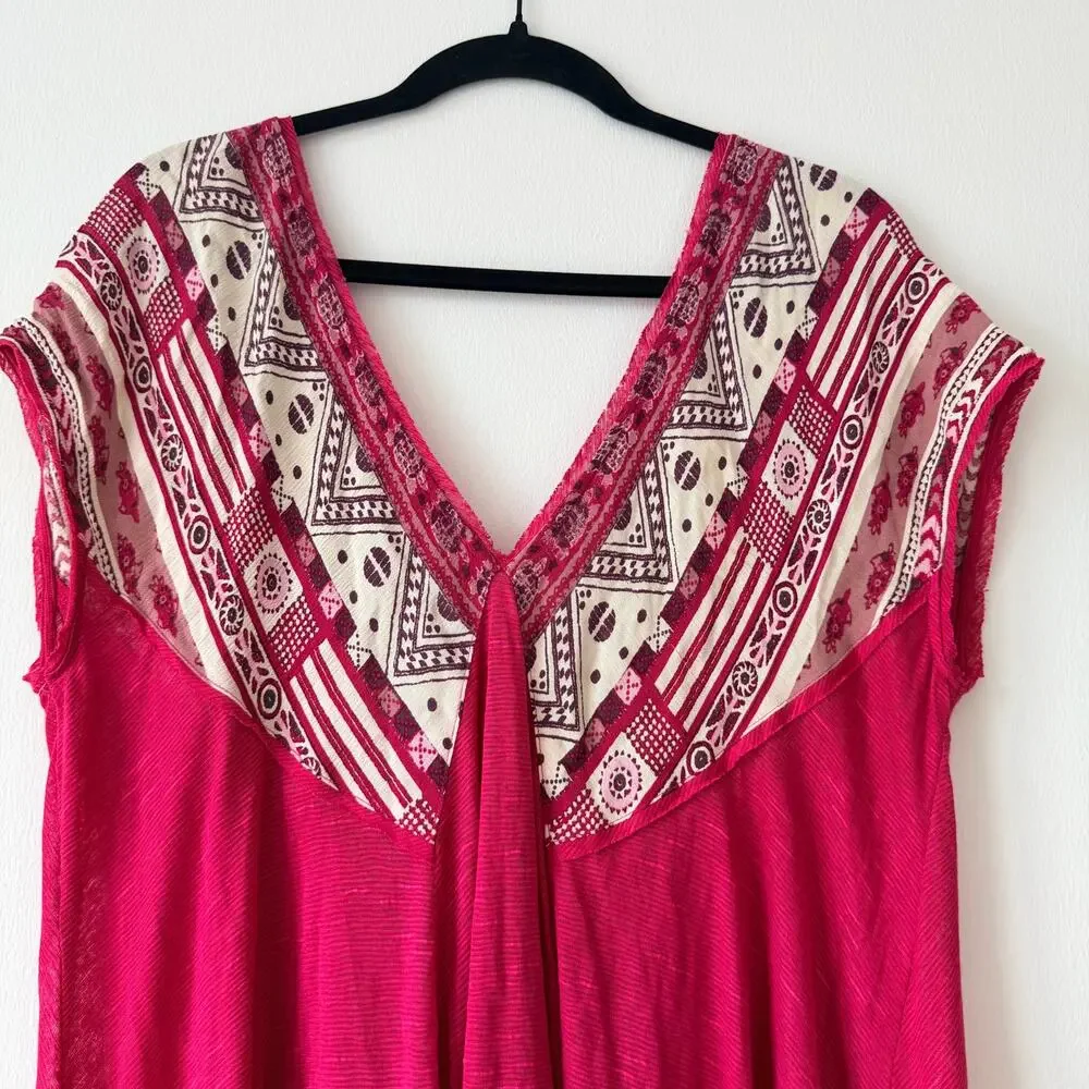 Free People Pink Boho Flowy Tunic Top Size Medium
